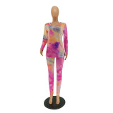 2021 new spring long tie-dye strapless fashion casual suit