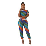 Casual fashion digital printing sports suit two-piece suit