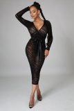 Sexy fashion nightclub high stretch mesh dress