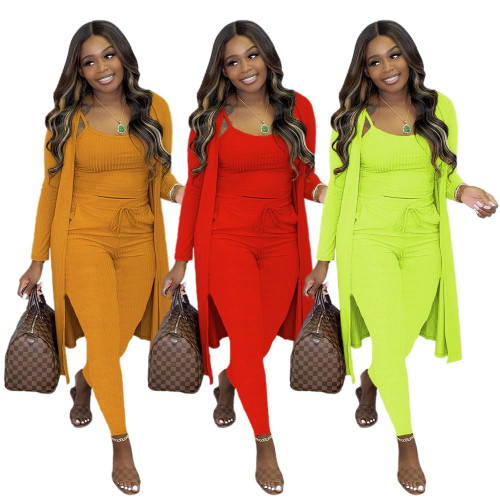 Sexy sling sling pure color ladies casual cotton suit women round neck cloak home clothes