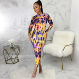 Sexy fashion digital printed slim women's one-piece dress