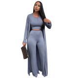 2021 autumn and winter new fashion solid color casual women's three-piece suit