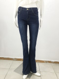 Women's stretch denim trousers and micro flared pants