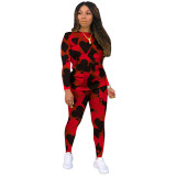 Classic casual poker multicolor long sleeve two-piece suit