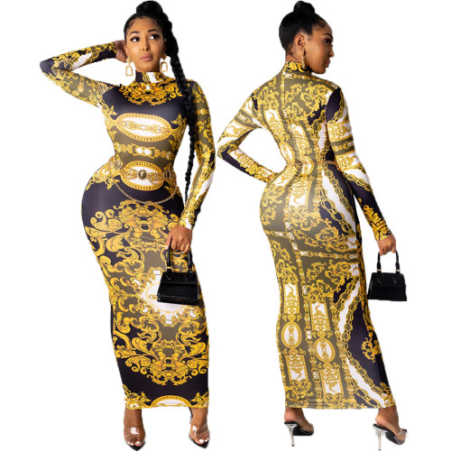 Sexy fashion digital printing women's dress