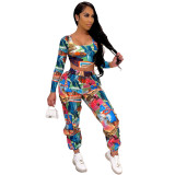 Autumn new style temperament printed bloomers suit women