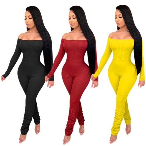 New sexy solid color long-sleeved ladies jumpsuit