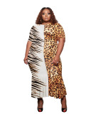 2021 new plus size women's leopard print fashion dress