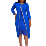 Blue temperament commuter office dress mom dress