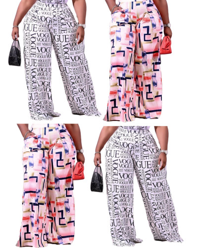 Printed pants with oblique pockets (with pockets)