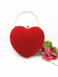Velvet love bag peach heart-shaped cute handbag ladies dinner bag shoulder messenger chain bag