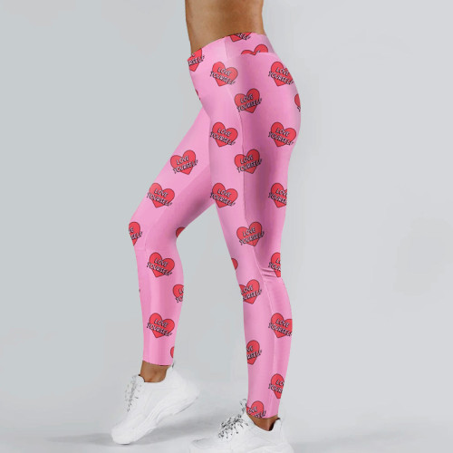 3D Love Digital Printing Hip-up Sports Pants High Waist Yoga Leggings