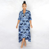 Fall sexy women's hot styles on behalf of the French camouflage buttoned long skirt