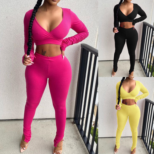 2021 early autumn new yoga clothes sexy top tight sports fitness pants suit women