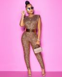 2021 shoulder pad sequined jumpsuit new sexy temperament sleeveless jumpsuit