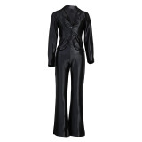 2021 autumn and winter new ladies sexy suit + wide leg pants two-piece suit