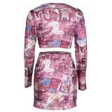 Fall 2021 new style hot sale women's printed fashion skirt suit two-piece suit