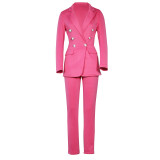 2021 autumn new fashion women's temperament casual suit jacket straight pants two-piece suit