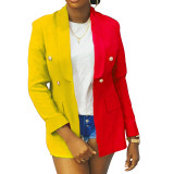 2021 autumn women's fashion contrast color stitching suit long sleeve suit jacket