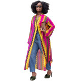 Shirt 2021 new autumn women's clothing long print rainbow striped jacket