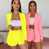 Women's new slim solid color lapel suit jacket temperament fashion shorts small suit suit women