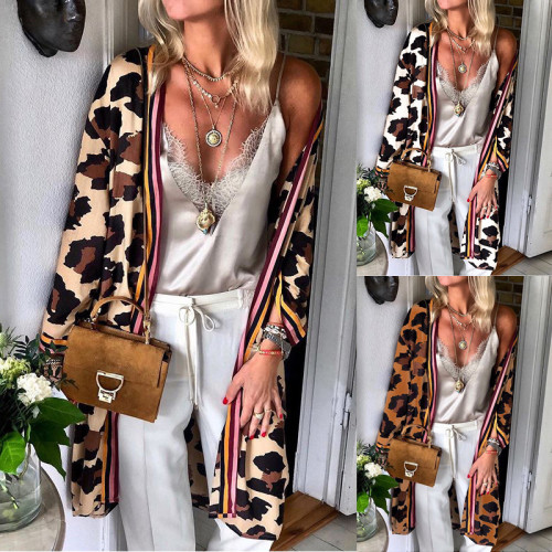 2021 autumn and winter new fashion leopard print coat women's top