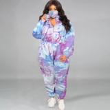 Autumn and winter plus size fashion casual suit flannel tie-dye mask home three-piece suit