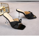Black wine glass with high heel stiletto sandals plus size women's shoes
