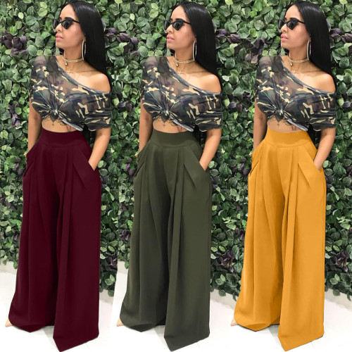 Personalized flared trousers, wide-leg casual pants, autumn and winter wide-leg pants, 10 colors available