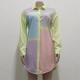 Casual fashion printed shirt multicolor dress