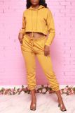 Women's sweater hooded suit sportswear running cotton blended two-piece basic butterscotch