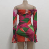 Sexy fashion digital print tube top dress