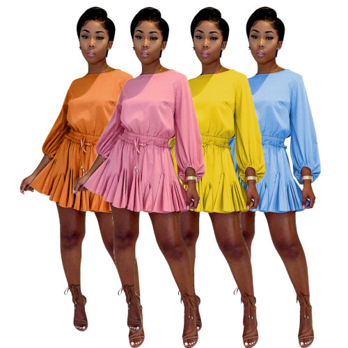 Women's cotton blended jumpsuit imitation dress solid color short skirt holiday autumn