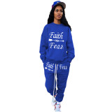 Autumn and winter fashion letter printed sports sweatshirt suit