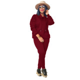 2021 new product autumn and winter long-sleeved solid color Japanese sweater loose casual pants suit