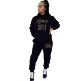 Fall/winter women's hot style mamba24 letter printing hooded sweater casual sports suit