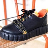 Autumn thick-soled lace-up casual single shoes large size women's shoes