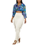 2021 autumn new long skirt solid color fashion street style tassel high waist slim slimming skirt female