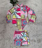 Casual digital printing shirt + shorts two-piece suit