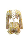 2021 autumn personality fashion casual long-sleeved printing two-piece suit