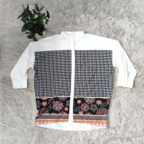 Plus size women's clothing digital printing flower casual loose long-sleeved shirt