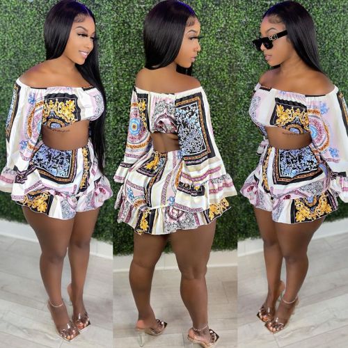 Fashion printed sexy two-piece suit