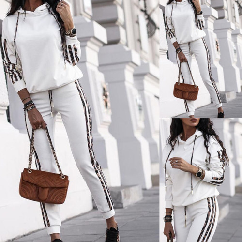 New autumn and winter women's fashion hooded long-sleeved casual sports cotton blended suit