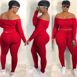 Autumn and winter hang strip fashion leisure sports home suit one-shoulder sexy plus size women's two-piece suit