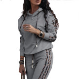 New autumn and winter women's fashion hooded long-sleeved casual sports cotton blended suit
