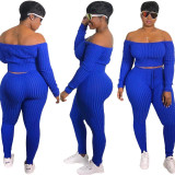 Autumn and winter hang strip fashion leisure sports home suit one-shoulder sexy plus size women's two-piece suit
