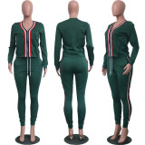Two-piece autumn and winter long-sleeved leisure sports suit stitching thread