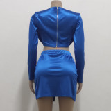 Sexy fashion solid color ladies two-piece suit