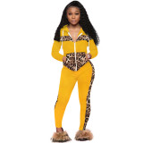 Autumn new products leopard print women's casual fashion sports suit with hood