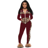 Autumn new products leopard print women's casual fashion sports suit with hood